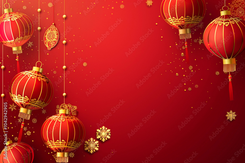 Beautiful greeting card with holiday composition for celebrate chinese festival of lanterns Beautiful greeting card with holiday composition for celebrate chinese festival of lanterns