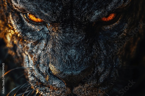 Fierce predator beast with piercing eyes close-up dark portrait