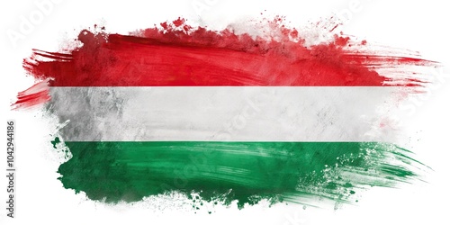 Wallpaper Mural Stunning Urban Exploration Photography of Hungarian National Flag Painted with Brush Strokes on Isolated White Background, Perfect for Cultural and Artistic Themes, Symbol of Hungary Torontodigital.ca