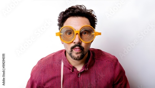 a fynny man wear glassess photo