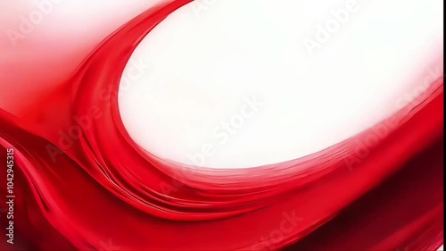 Design an abstract background using deep red hues on a white canvas, incorporating dynamic curves and textured elements for depth, Generative AI