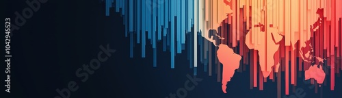 Colorful world map with sound wave patterns on a dark background.
