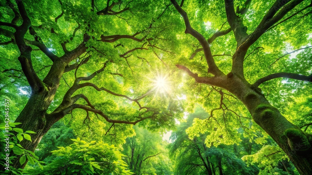 Fototapeta premium lush green leaves creating enchanting atmosphere
