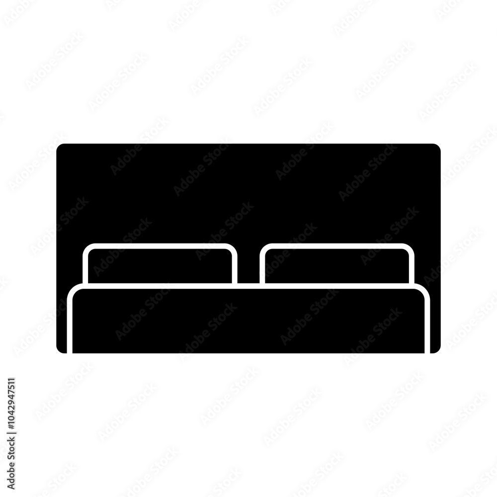 Illustration showing a black bed icon on a white background Illustration showing a black bed icon on a white background
