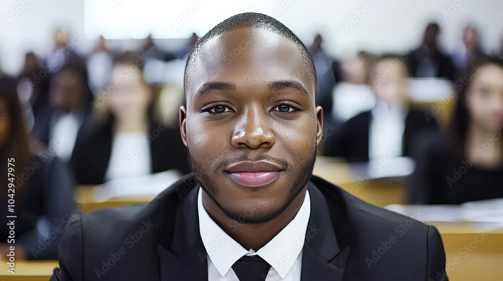 Confident Student in University Lecture Hall Confident Student in University Lecture Hall
