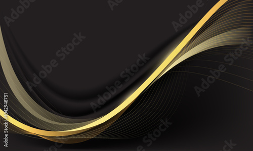 Abstract black gold light luxury wave curve with blank space for text place design modern creative background vector