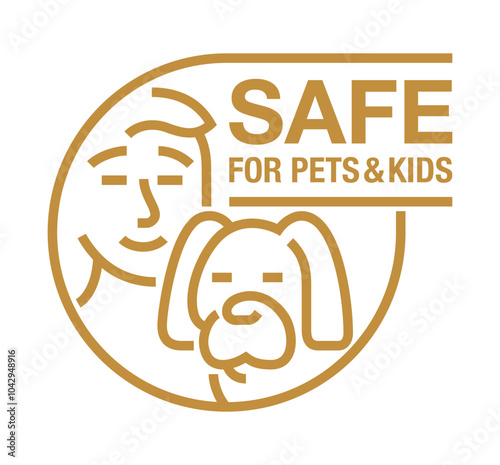 Safe for Pets, Kids label for cleaning supplies, in bold line