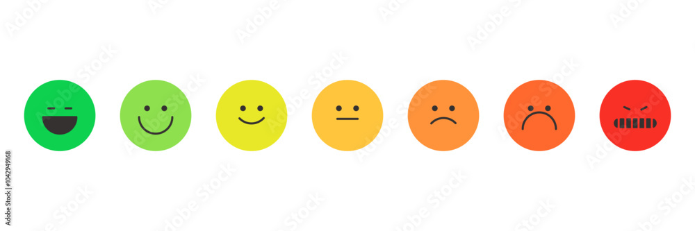 Feedback concept design set. Bad and Good Review. Emotions scale. Happy and Sad reaction. Mood faces for survey, rating icons. Vector illustration Feedback concept design set. Bad and Good Review. Emotions scale. Happy and Sad reaction. Mood faces for survey, rating icons. Vector illustration