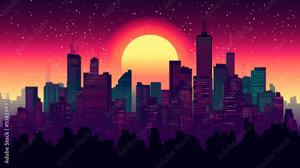 city skyline at sunset city skyline at sunset
