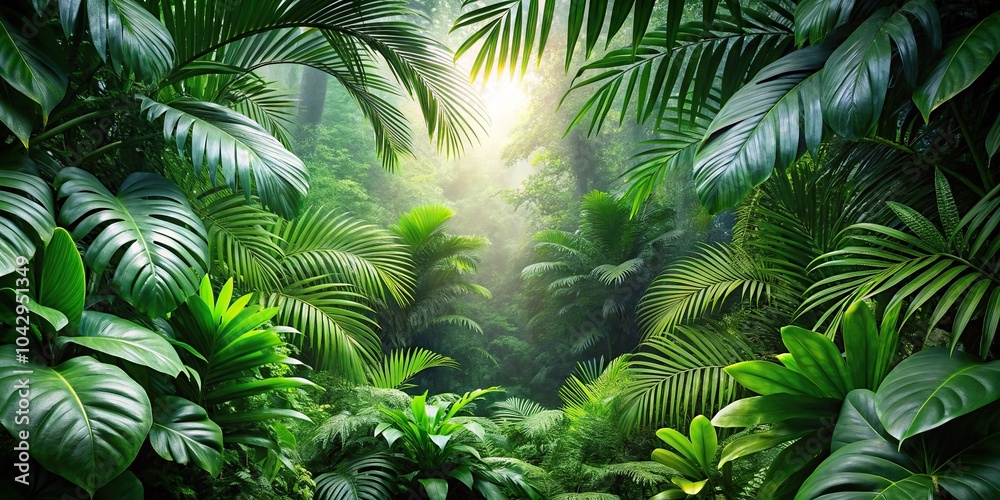 Fototapeta premium luxuriant green foliage in a jungle