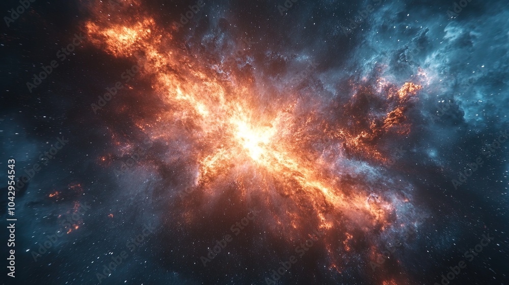 Fototapeta premium A digital marketplace visualized as an interstellar explosion