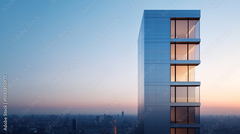 Modern Luxurious Skyscraper at Sunset