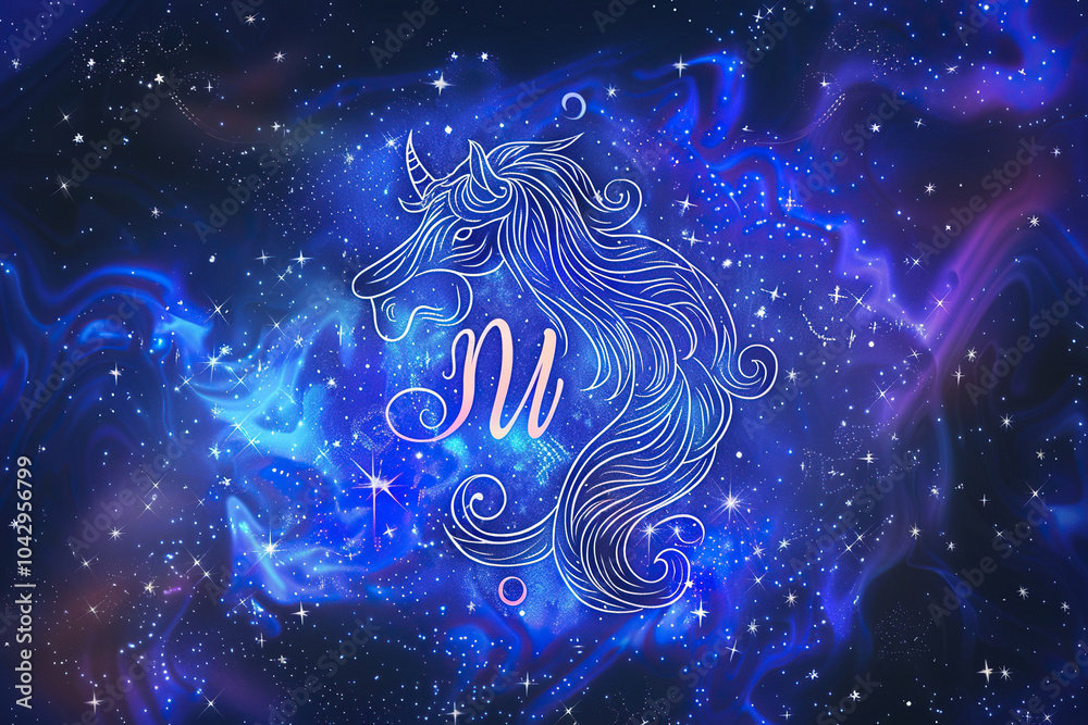 Astrological composition with concept of Horse zodiac sign symbol Astrological composition with concept of Horse zodiac sign symbol