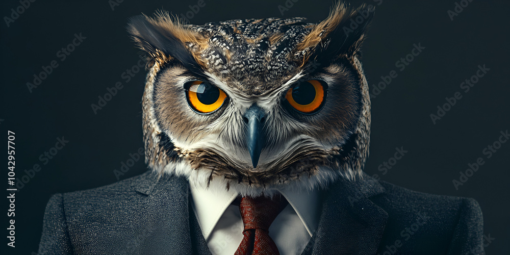 Owl Dressed in Business Suit Portraying Wisdom and Professionalism Owl Dressed in Business Suit Portraying Wisdom and Professionalism