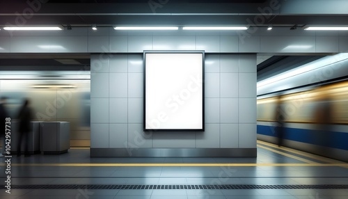 empty billboard for advertising mockup in Japan train station