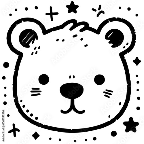 Doodle art bear head