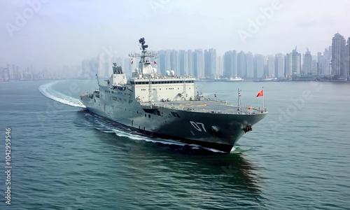 Chinese Warship Sailing