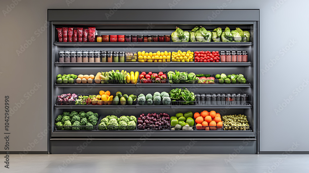 vibrant display of fresh fruits and vegetables in modern grocery store. colorful arrangement showcases variety of produce, inviting healthy choices and promoting nutritious lifestyle vibrant display of fresh fruits and vegetables in modern grocery store. colorful arrangement showcases variety of produce, inviting healthy choices and promoting nutritious lifestyle