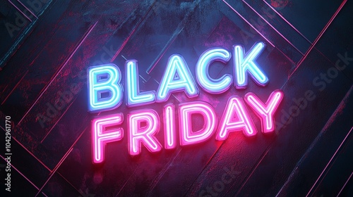 Neon "Black Friday" banner in modern blue and pink design