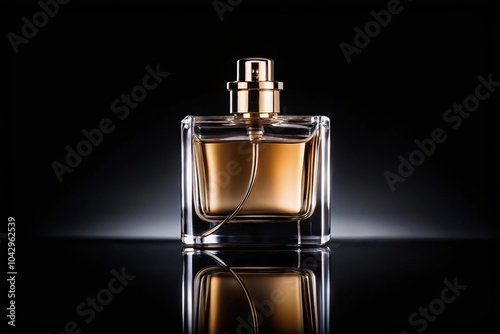 luxurious perfume bottle isolated on black background