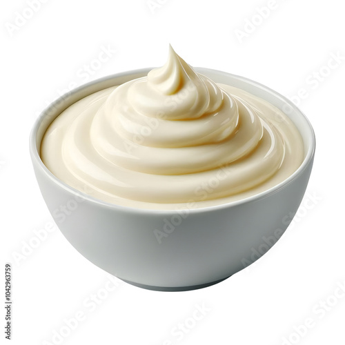 A bowl of mayonnaise isolated on transparent background