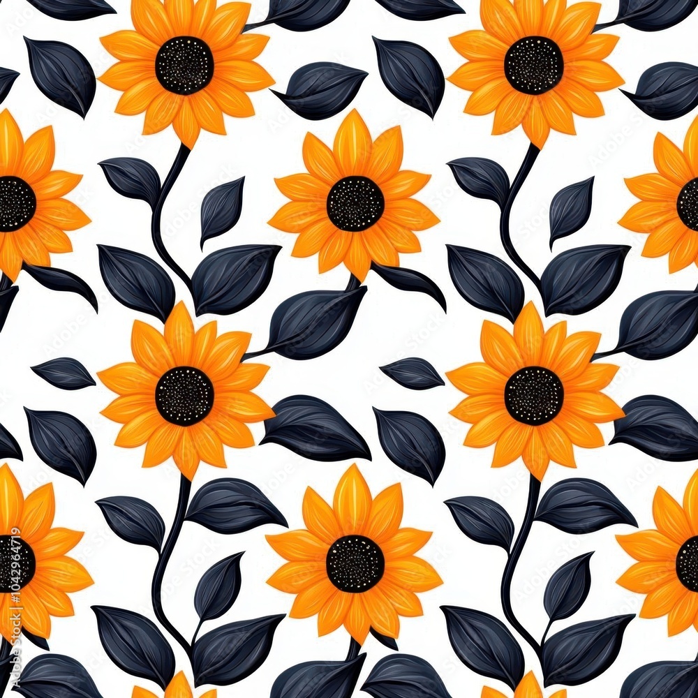 A seamless pattern with abstract, geometric sunflowers in bold, contrasting colors, seamless Pattern A seamless pattern with abstract, geometric sunflowers in bold, contrasting colors, seamless Pattern