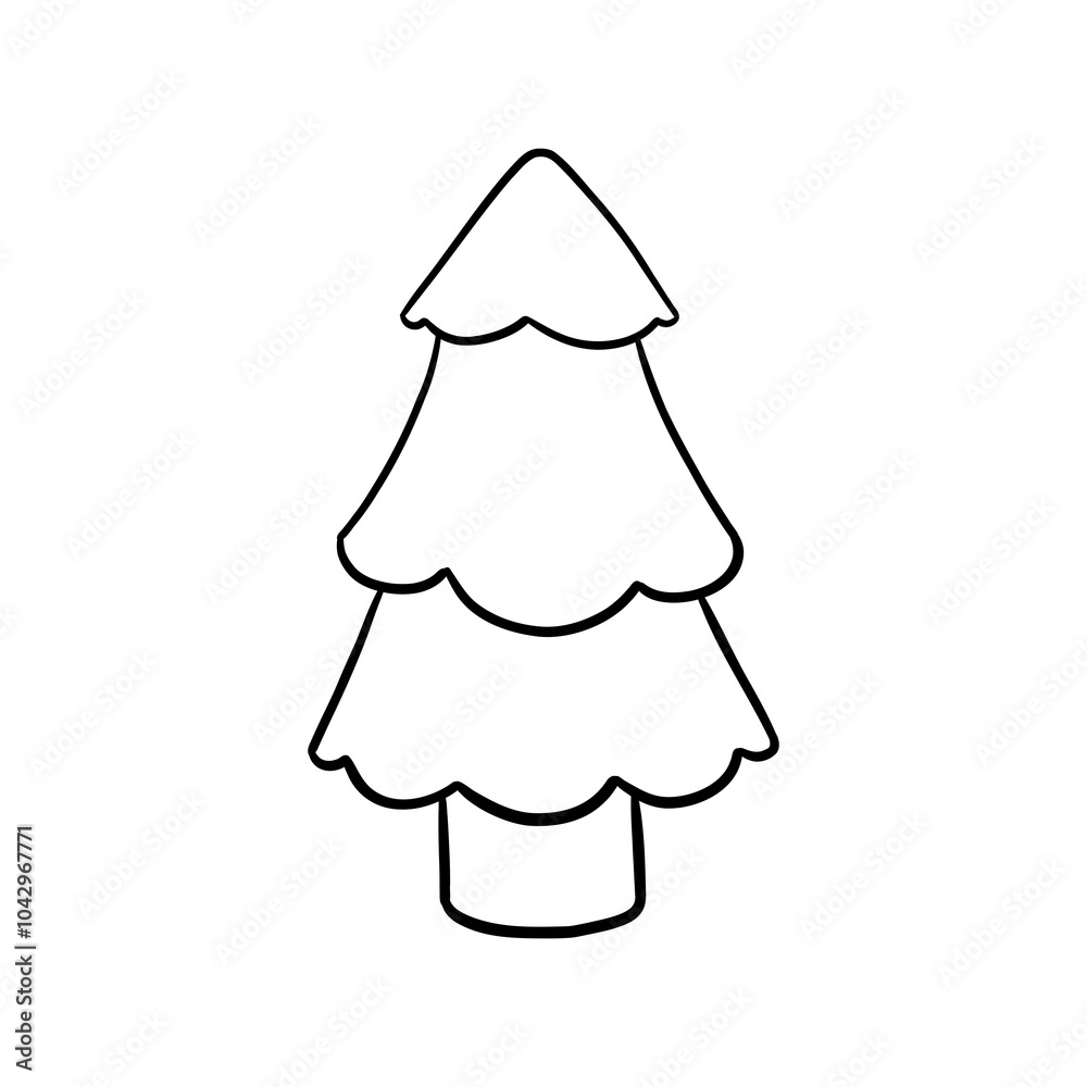 Cartoon Christmas tree with simple lines Cartoon Christmas tree with simple lines