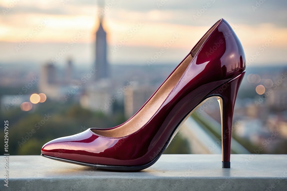 Elegant glossy maroon stiletto heels for a chic look Elegant glossy maroon stiletto heels for a chic look