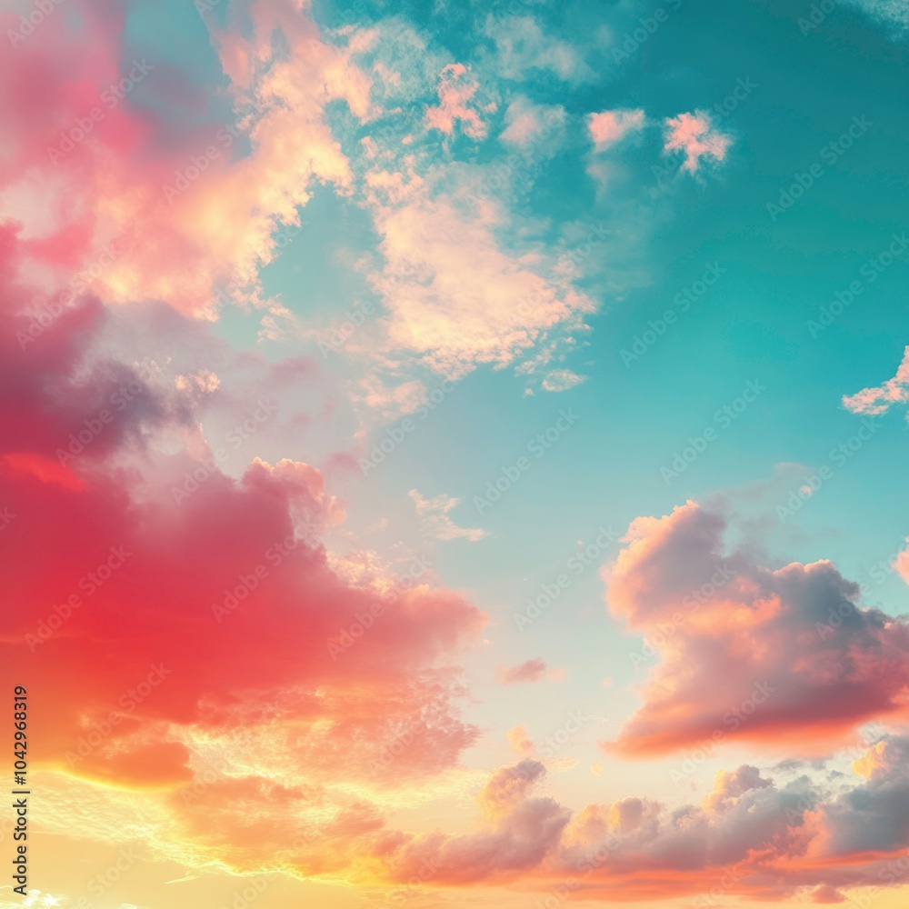 Obraz premium Sunset sky background with vibrant clouds