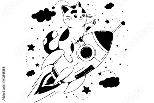 cat on a rocket