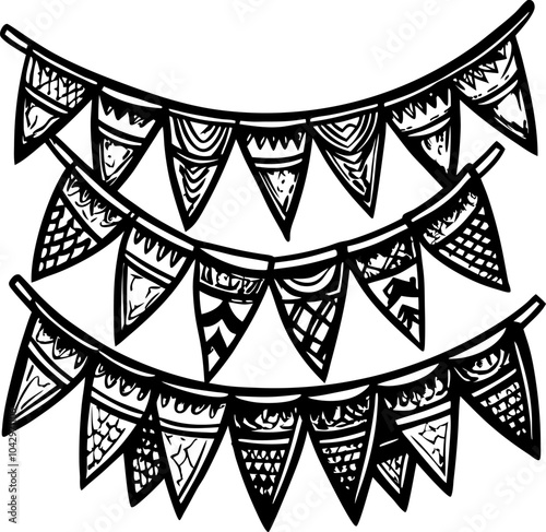 HandDrawn Festive Bunting Vector Illustration for Celebrations and Decor