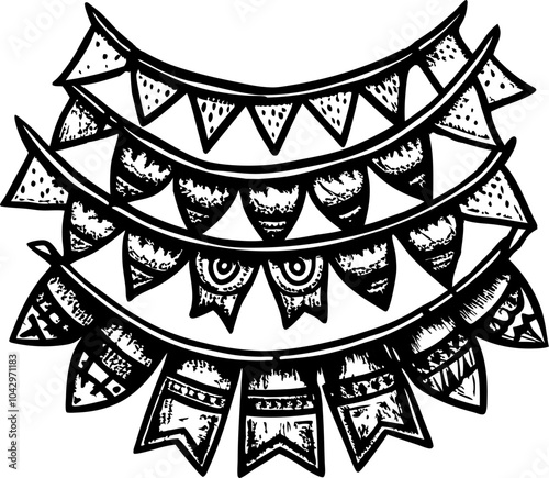 Intricate Black and White Tribal Banner Vector Illustration for Creative Designs