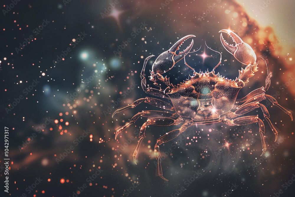 Astrological abstract composition with Cancer zodiac sign symbol Astrological abstract composition with Cancer zodiac sign symbol