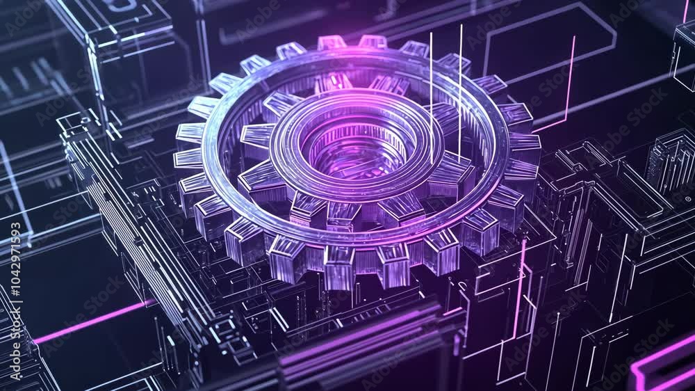 Holographic Gear Mechanism in Futuristic Design Holographic Gear Mechanism in Futuristic Design