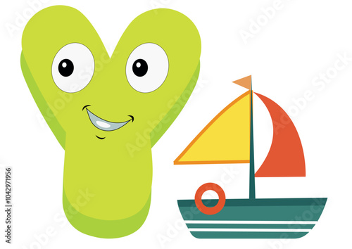 Vector Design of Alphabet 'y' with yatch Element