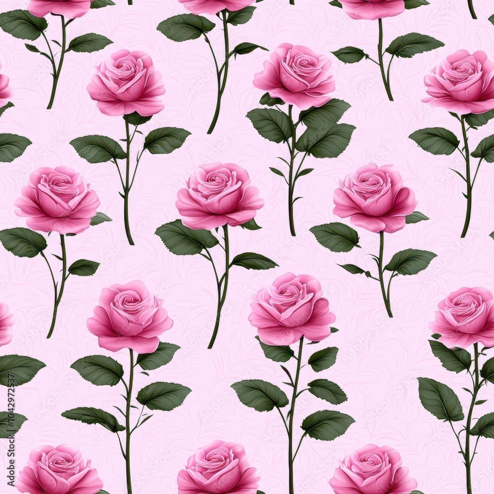 A seamless pattern with pink roses on a light pink background, seamless Pattern A seamless pattern with pink roses on a light pink background, seamless Pattern