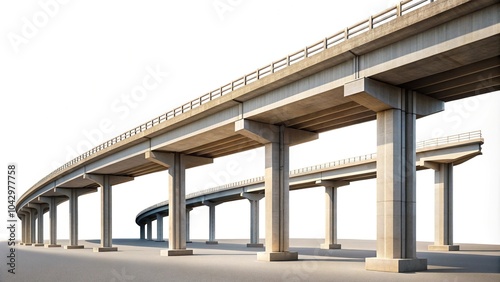 Elevated freeway road bridge silhouette isolated on white background