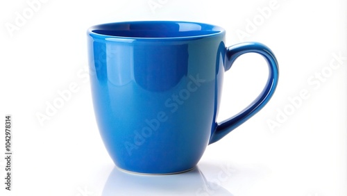 Empty blue coffee mug isolated on white background