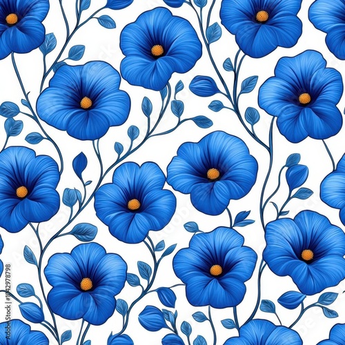 A seamless pattern of mini blue morning glories, seamless Pattern photo