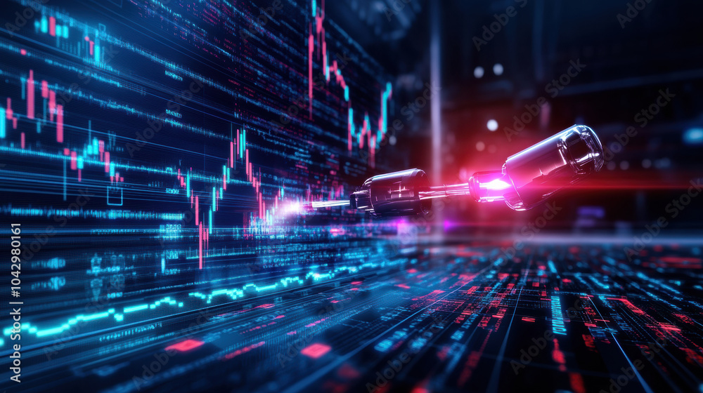 Real time stock data analysis with futuristic technology and vibrant visuals