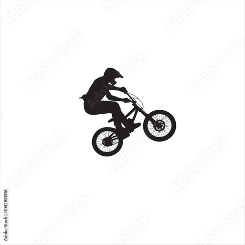 BMX bike player vector illustration for icon, symbol or logo. BMX bike player template logo. BMX player silhouette. bmx bike