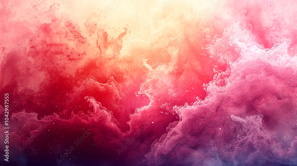 Obraz premium Dreamlike cosmic clouds swirl in vibrant hues over a distant galaxy at twilight