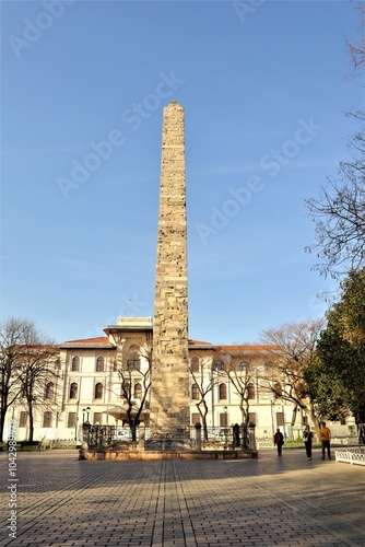 Istanbul, Turkey. Constantine Obelisk Turkish: Örme Dikilitaş. at the Hippodrome of Constantinople (Sultanahmet Square) is a Roman monumen photo