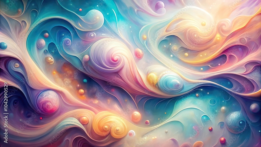 Obraz premium Ethereal pastel swirls in liquid abstract background silhouette
