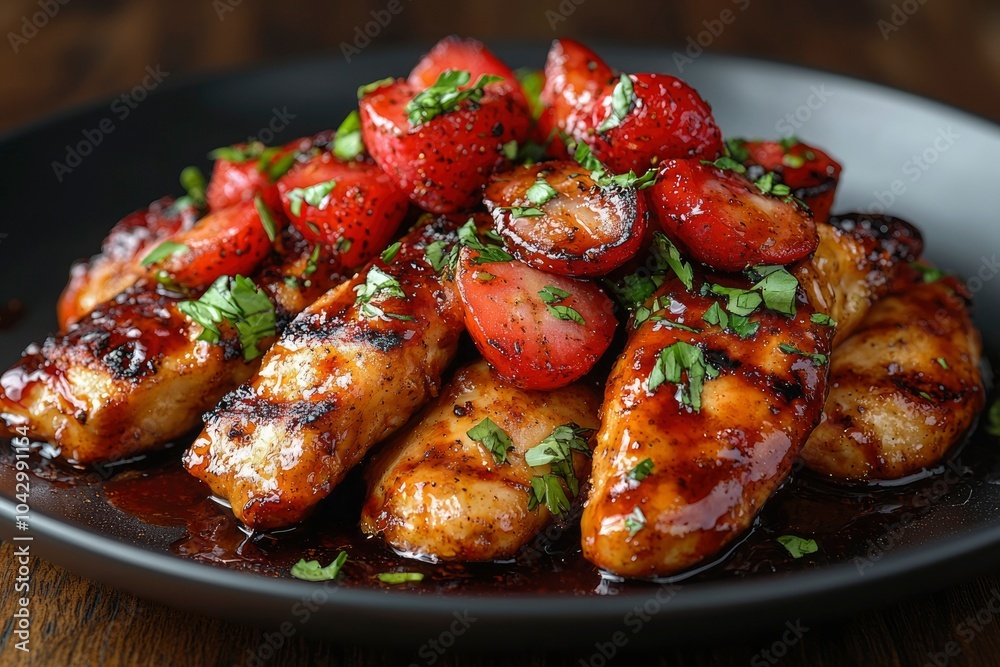 Grilled Chicken with Glazed Strawberries and Parsley Grilled Chicken with Glazed Strawberries and Parsley
