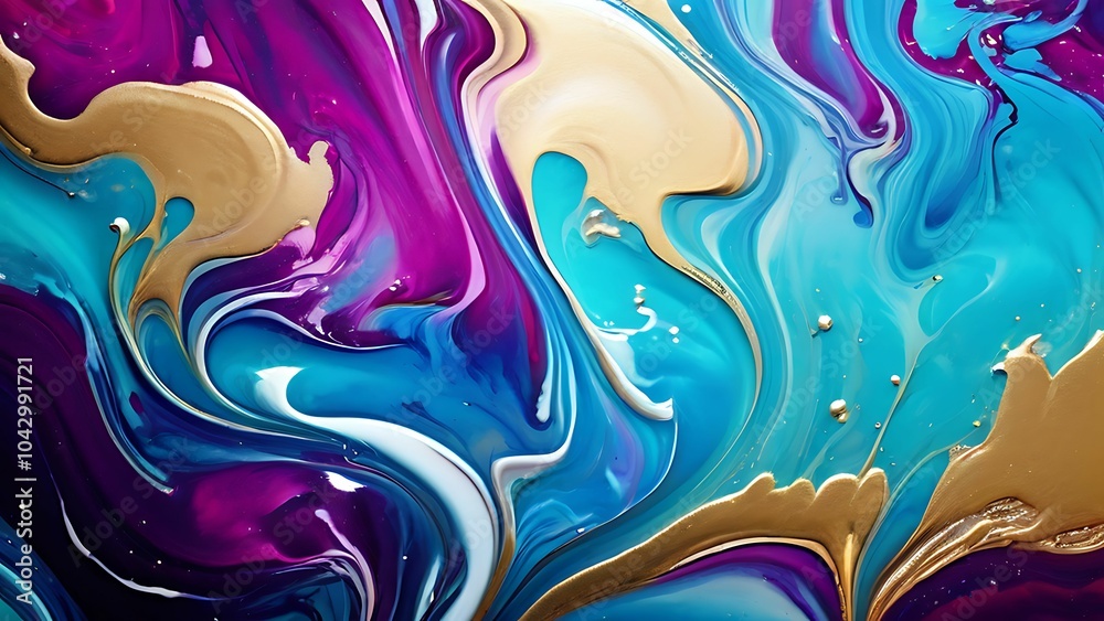 Luxurious marble texture with gold accents in bright blue and pink abstract fluid painting_064 Luxurious marble texture with gold accents in bright blue and pink abstract fluid painting_064