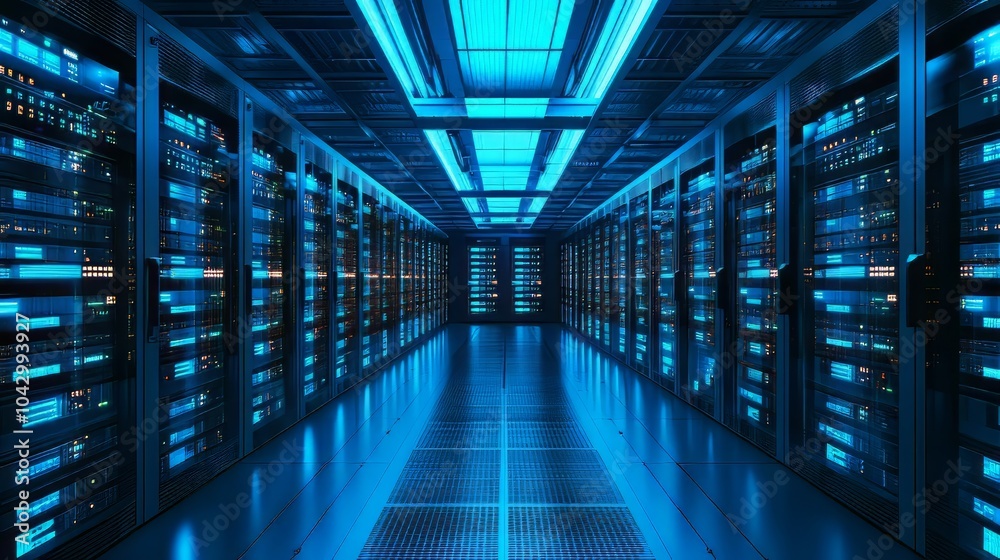 Server room in data center full of telecommunication equipment, concept of big data storage and cloud hosting technology, ai generated. Big Data. Ultra realistic. Photorealistic Server room in data center full of telecommunication equipment, concept of big data storage and cloud hosting technology, ai generated. Big Data. Ultra realistic. Photorealistic