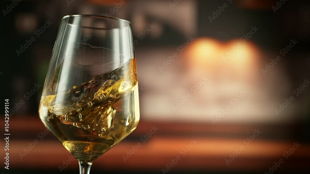 Super Slow Motion Detail Shot of Spinning White Wine in Glass at 1000fps. Super Slow Motion Detail Shot of Spinning White Wine in Glass at 1000fps.