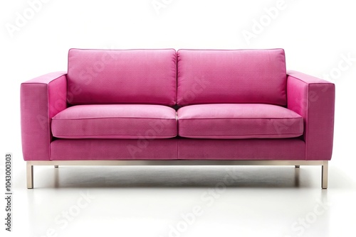 Extreme close-up isolated modern pink color comfortable sofa