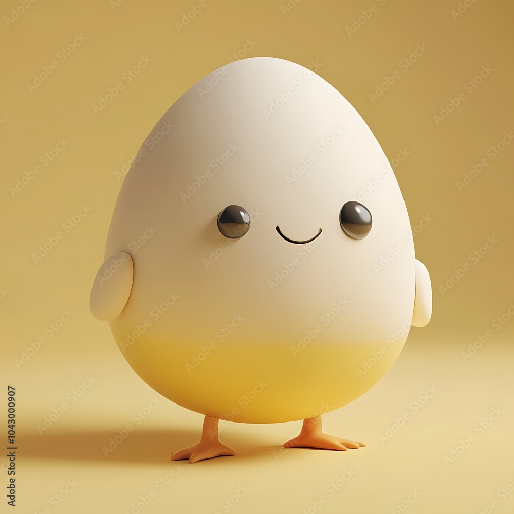 Cute Egg Character Smiling with Happy Face and Joy photo Cute Egg Character Smiling with Happy Face and Joy photo